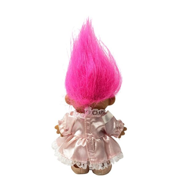 Vtg Russ Sweet Sixteen Troll Doll Pink Hair Birthday 16 Satin Dress & Sash 4.5" - Picture 2 of 4